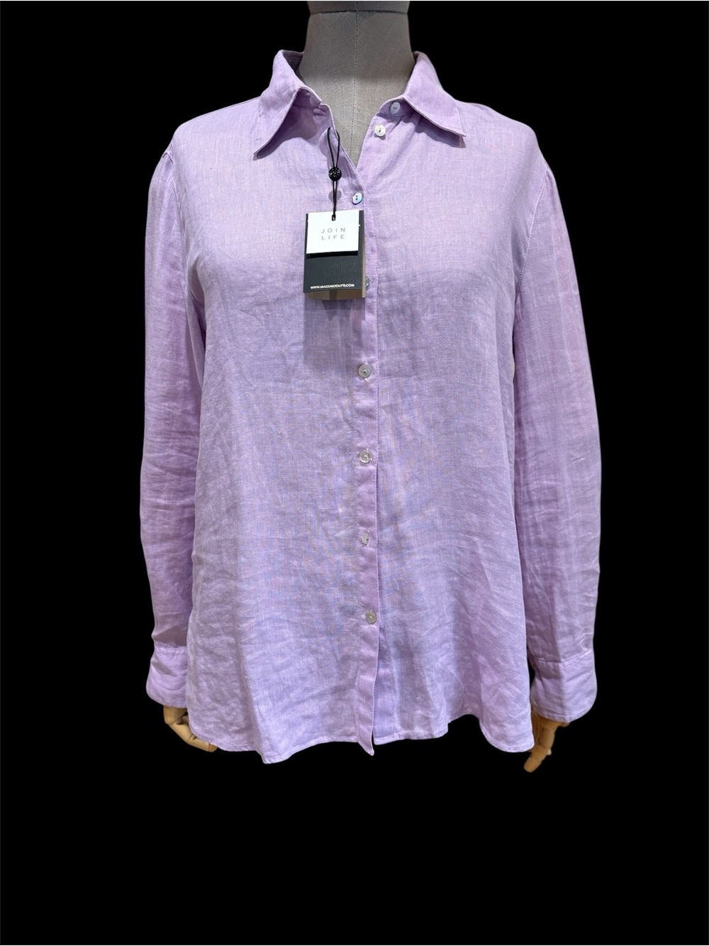 Massimo Dutti NWT Lavender Button-Down 100% Linen Shirt, size 8